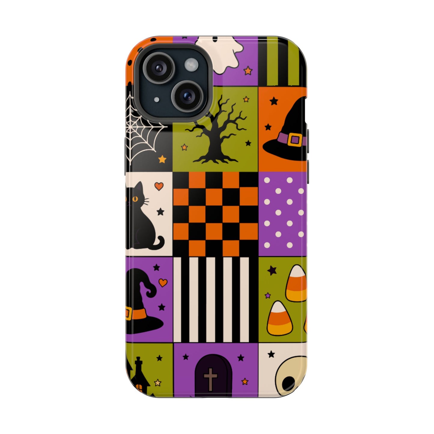 Wireless-Charging Compatible Case – Spooky Patchwork