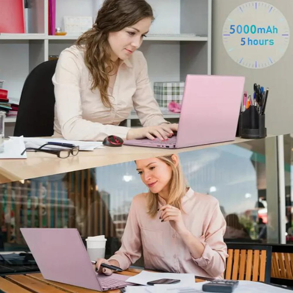 15.6" Pink Laptop Windows 11 Pro Office 2024 Intel Celeron ADL-N5095, 16GB RAM, 1TB SSD, Ultra-Thin and Lightweight Student Notebook PC Computer for Work, Backlit Keyboard, Wifi 5, BT 5.0