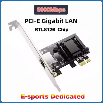 5Gbps Pcie to RJ45 Network Card RTL8126 Chip Gigabit Ethernet PCI Express Network Card for Desktop