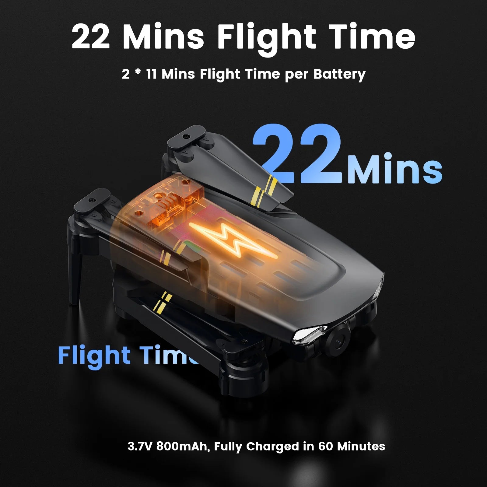 Drone with Camera for Kids 8-12, WF11 1080P Foldable Quadcopter with FPV Transmission, 2 Batteries, Black