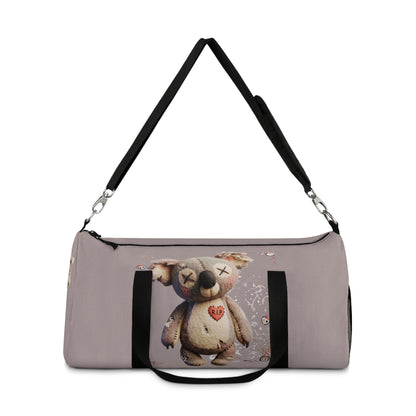 Cute Distressed Teddy Duffel Bag – Plush Heart Travel Gym Bag
