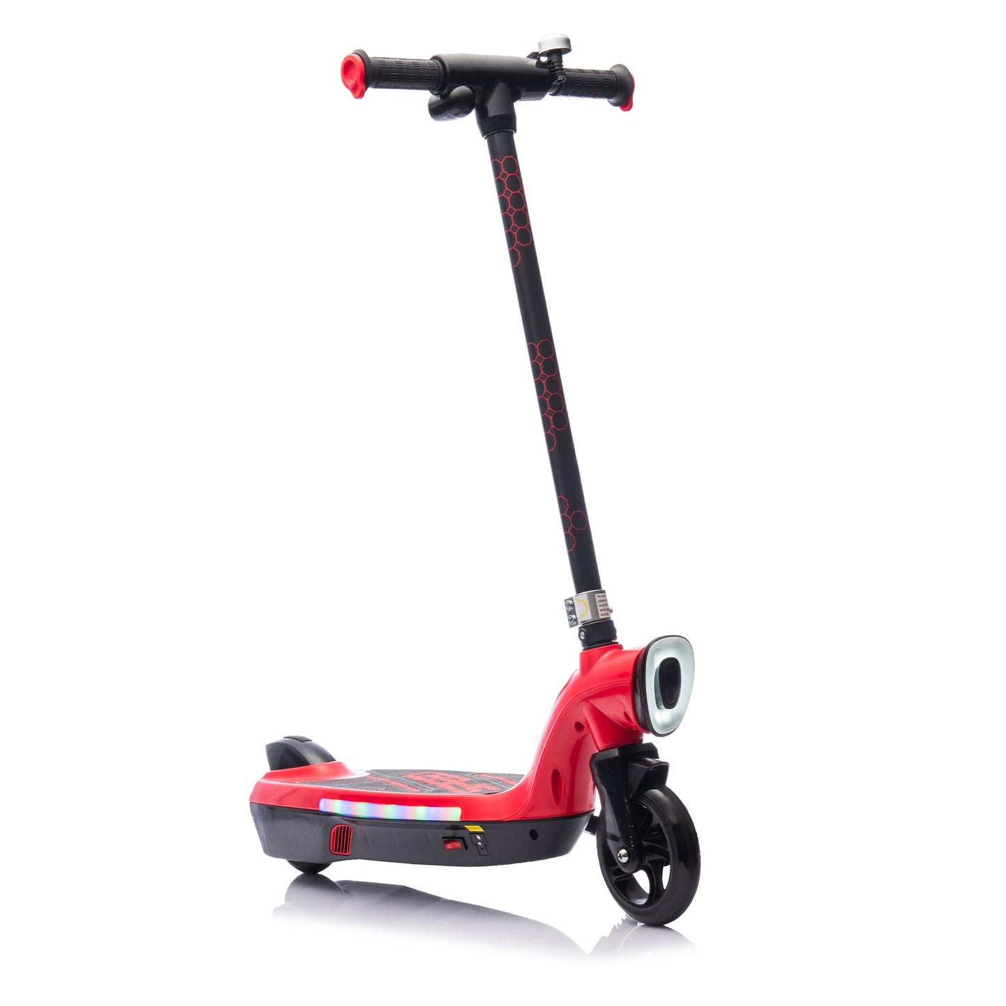Kids Electric Scooter - 5.59-6.84 MPH, LED Lights, Rear Brake, Kickstand, Bell, Wide Pedal, Ages 6+