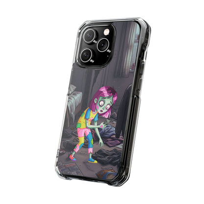 Zombie Girl Clear Magnetic Phone Case — Cute Spooky Cartoon iPhone Cover
