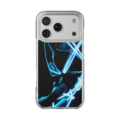 Clear Magnetic Phone Case — Blue Neon Light Design