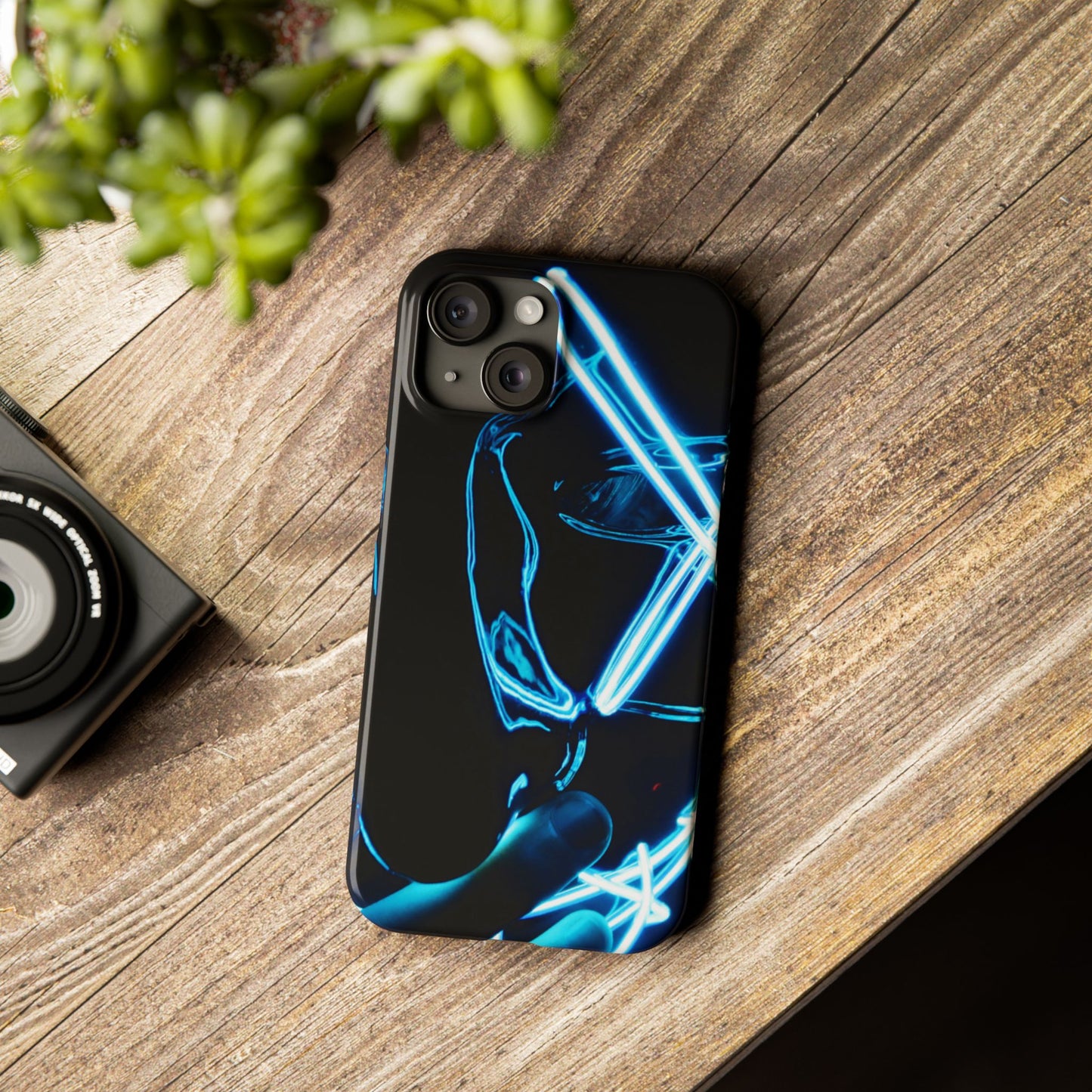 Neon Boba Slim Phone Case – Blue LED Tea Art