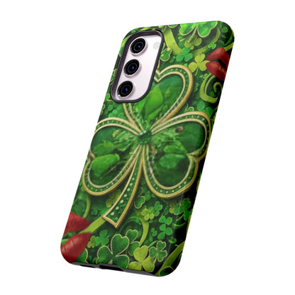 Tough Phone Case – Dual-Layer Protection with Shamrock Print