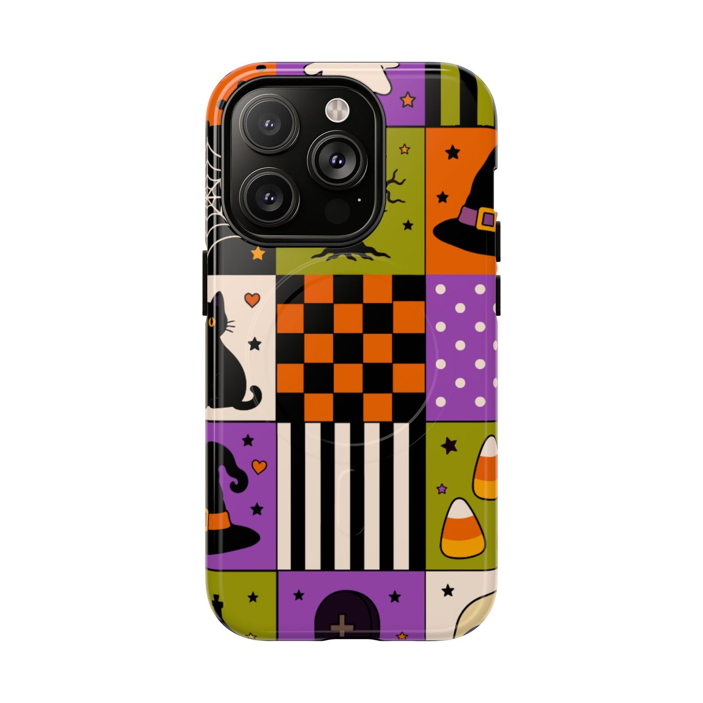 Protective Magnetic Phone Case – Spooky Patchwork