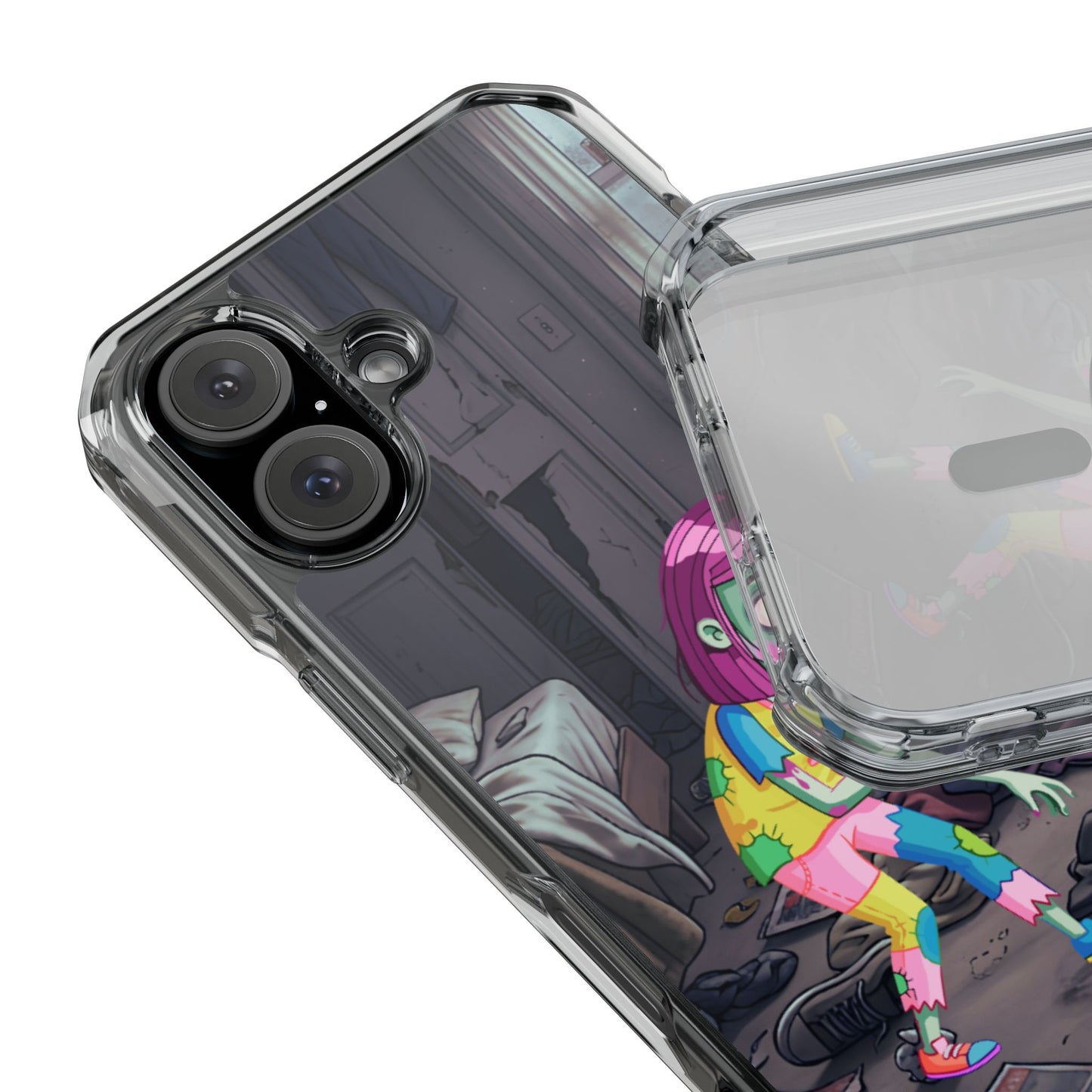 Zombie Girl Clear Magnetic Phone Case — Cute Spooky Cartoon iPhone Cover