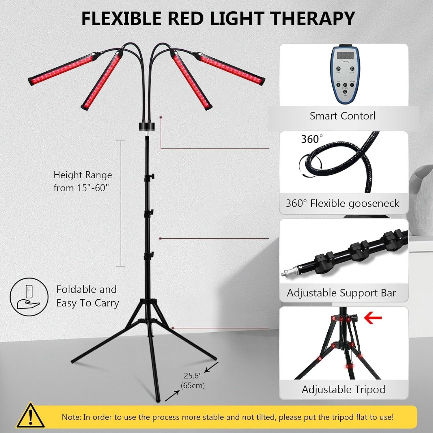 Red Light Therapy, 660Nm & 850Nm & 940Nm Infrared Light Therapy with Stand, Height Adjustable & Angle Adjustable & Timer, 32W 180Leds Infrared Light Therapy for Body (Black