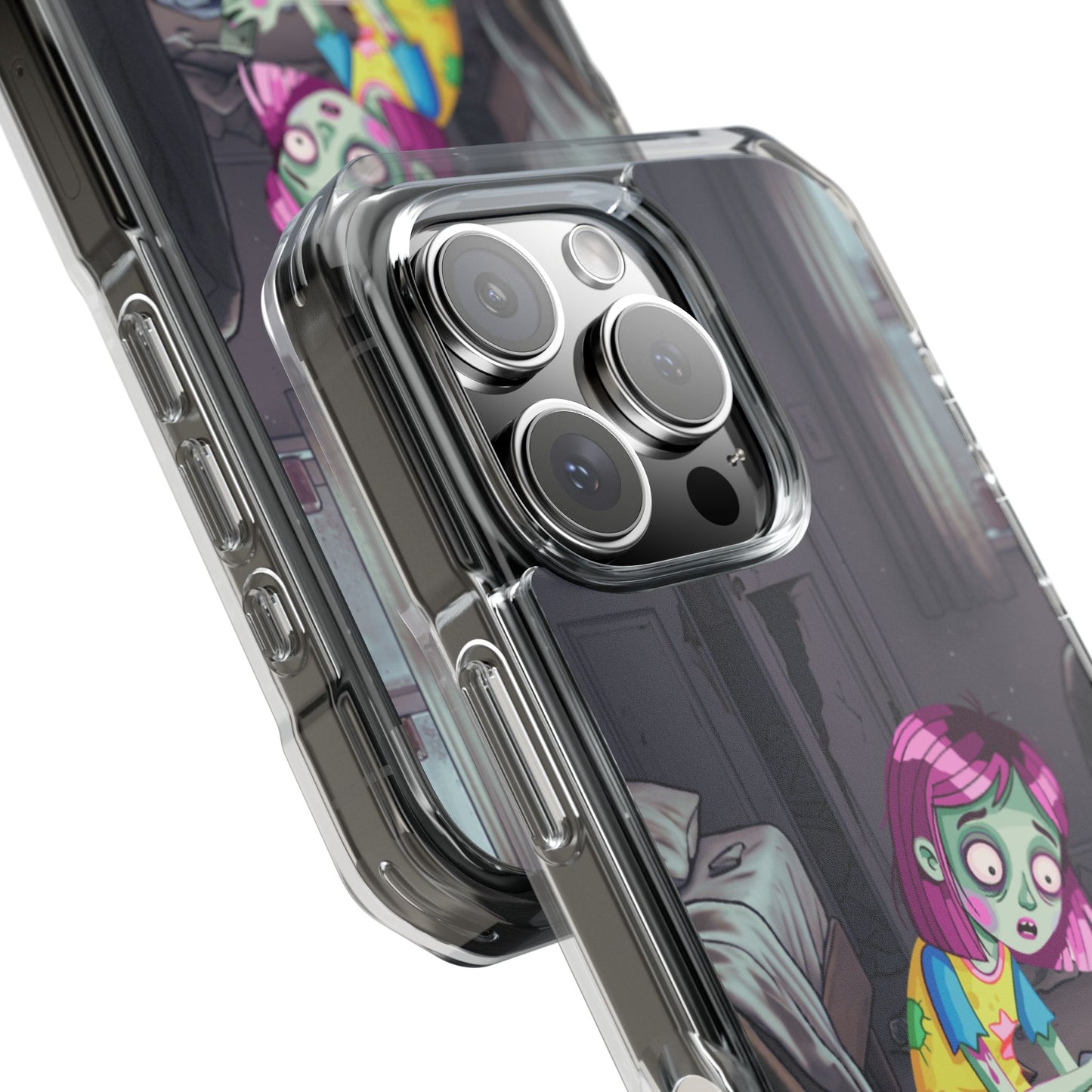 Zombie Girl Clear Magnetic Phone Case — Cute Spooky Cartoon iPhone Cover