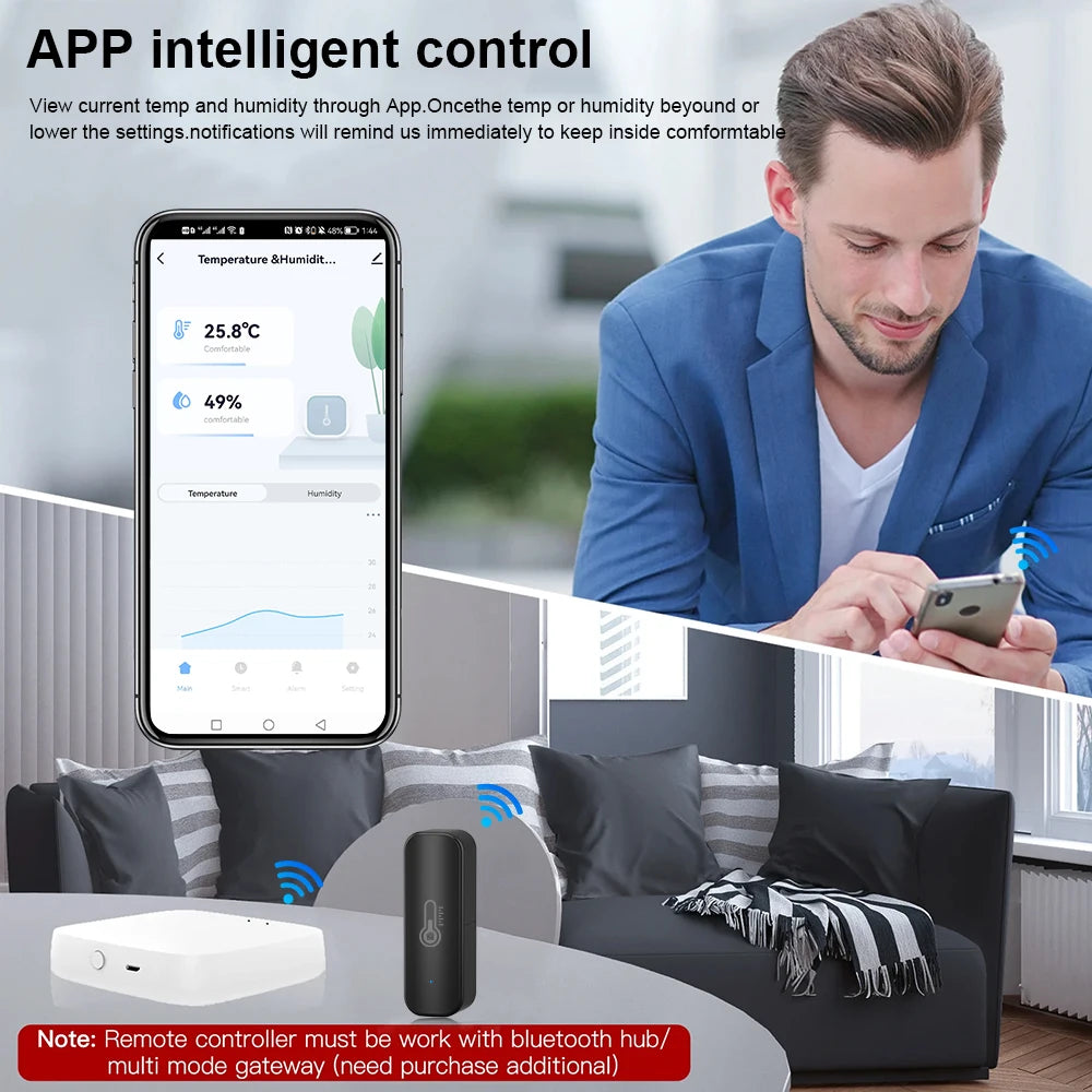 Tuya Zigbee Smart Temperature and Humidity Sensor Battery Powered Zigbee Smart Home Security Work with Alexa Google Home