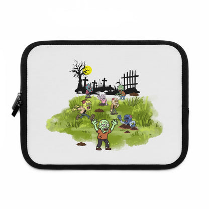 Zombie Cartoon Laptop Sleeve — Cute Spooky Graveyard Design