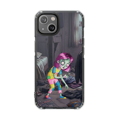Zombie Girl Clear Magnetic Phone Case — Cute Spooky Cartoon iPhone Cover