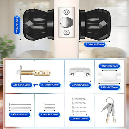 Smart Door Knob, Keyless Smart Door Lock Smart Deadbolt with App Control & Fingerprint & 2 Keys,Electronic Door Lock for Home, Apartment, Office,Black