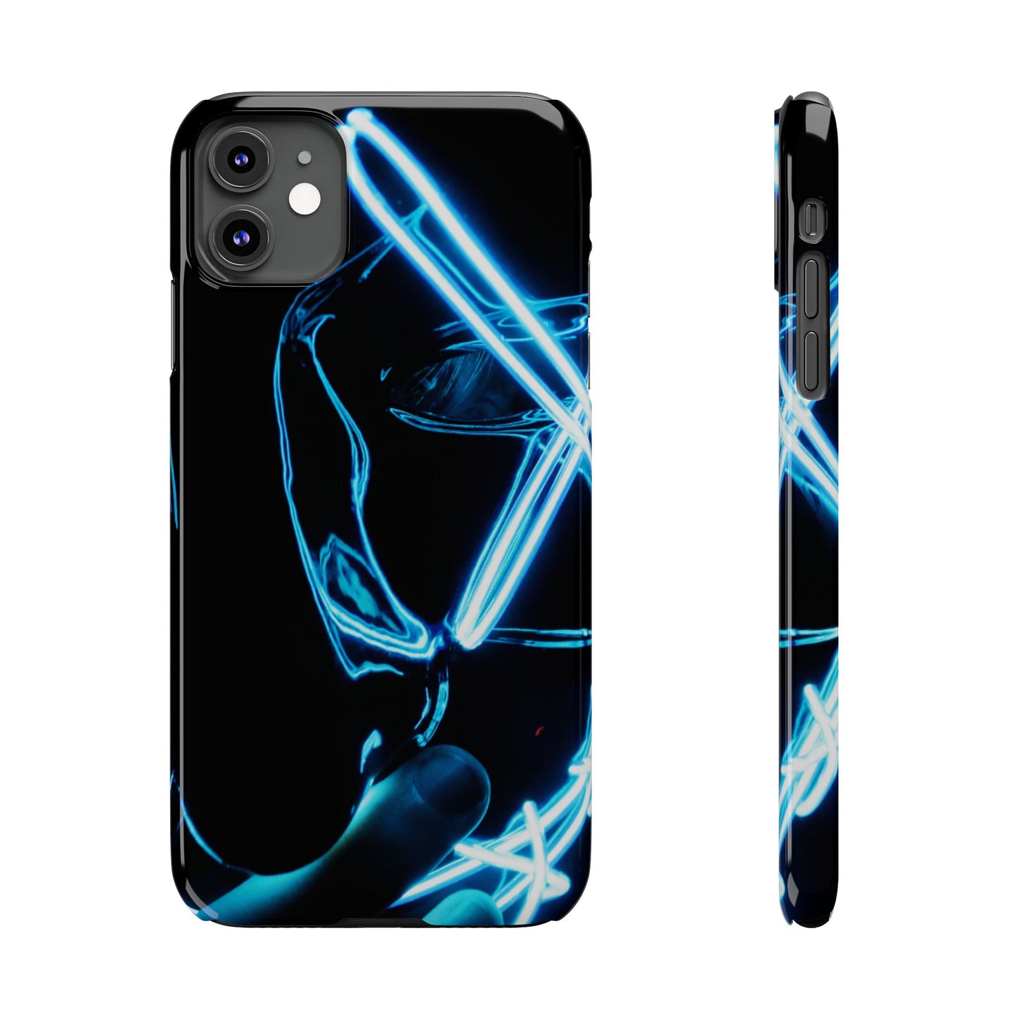 Neon Boba Slim Phone Case – Blue LED Tea Art