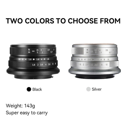 7Artisans 7 Artisans 25Mm F1.8 Manual Focus Prime Lens for Sony E/Fujifilm Fx/Canon Eos-M/Olympus and Panasonic Micro 4/3 Mount