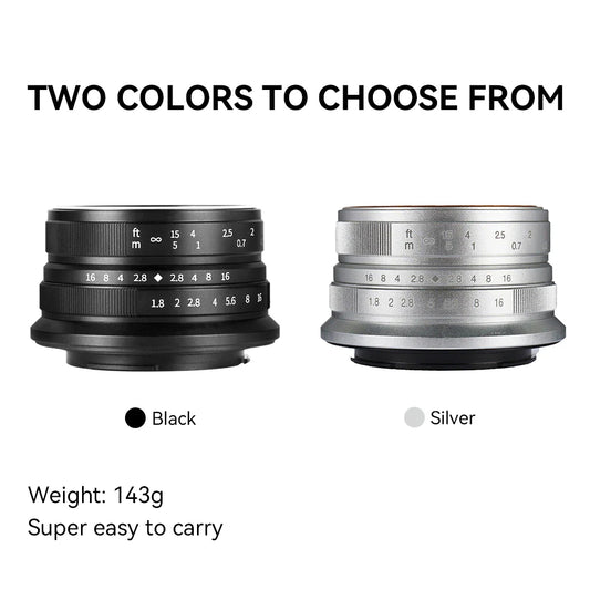 7Artisans 7 Artisans 25Mm F1.8 Manual Focus Prime Lens for Sony E/Fujifilm Fx/Canon Eos-M/Olympus and Panasonic Micro 4/3 Mount