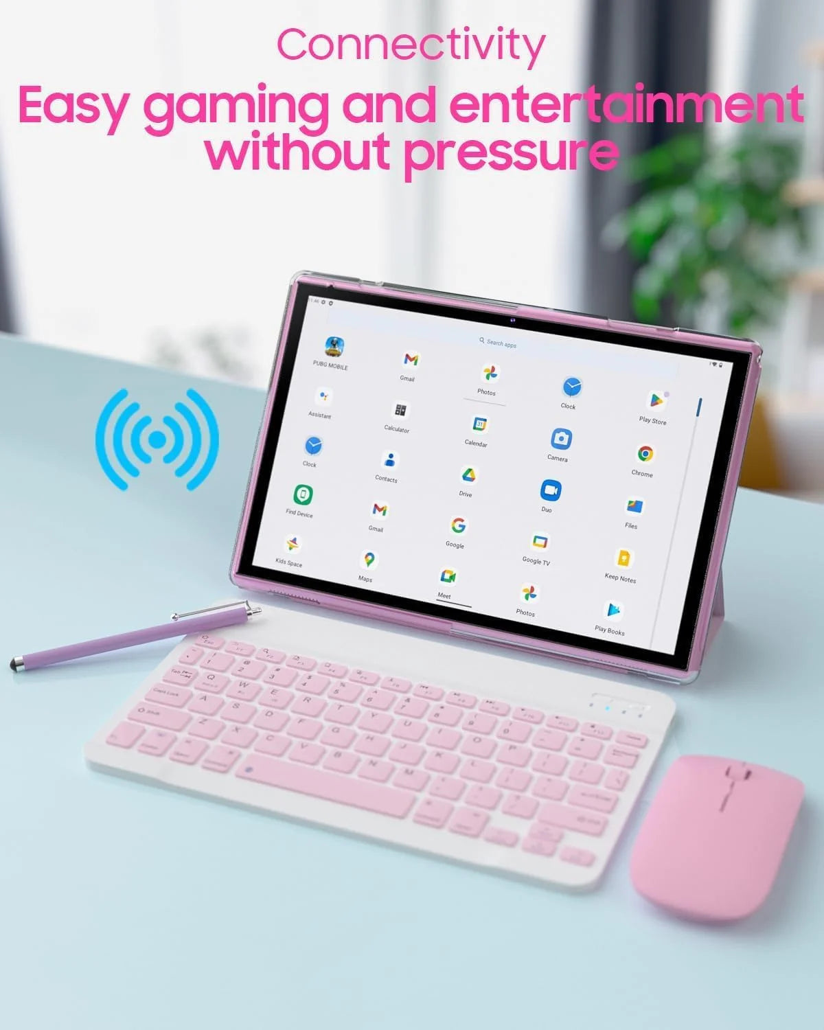 Tablet 2 in 1 Tablet with Keyboard Case Mouse Stylus Pen, 10 Inch Tablet Android 14 Tablets PC, 10.1" HD Tab 6000Mah Battery 32GB+1024GB Expandable 2MP+8MP Dual Camera Tableta Computer Pink
