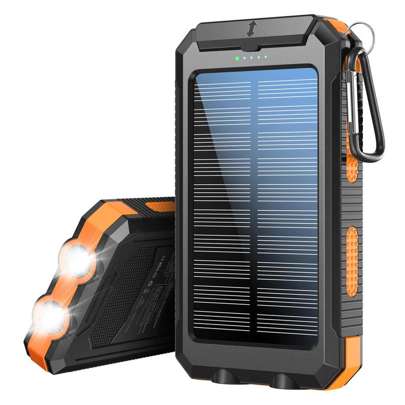 10000mAh Solar Power Bank - Wireless Car Charger, Dual USB, Flashlight, iPhone/Android