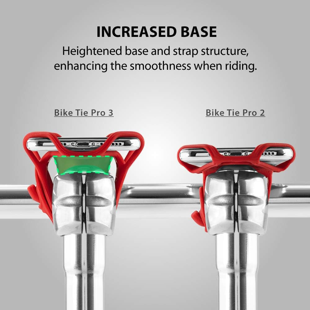 Bike Tie Pro 3, Bike Cell Phone Mount for Stem, Scratch-Free Silicone Holder with Shock-Absorbing Design, Universal Cycling Phone Holder Compatible with Most Smartphones (Gray - Stem)