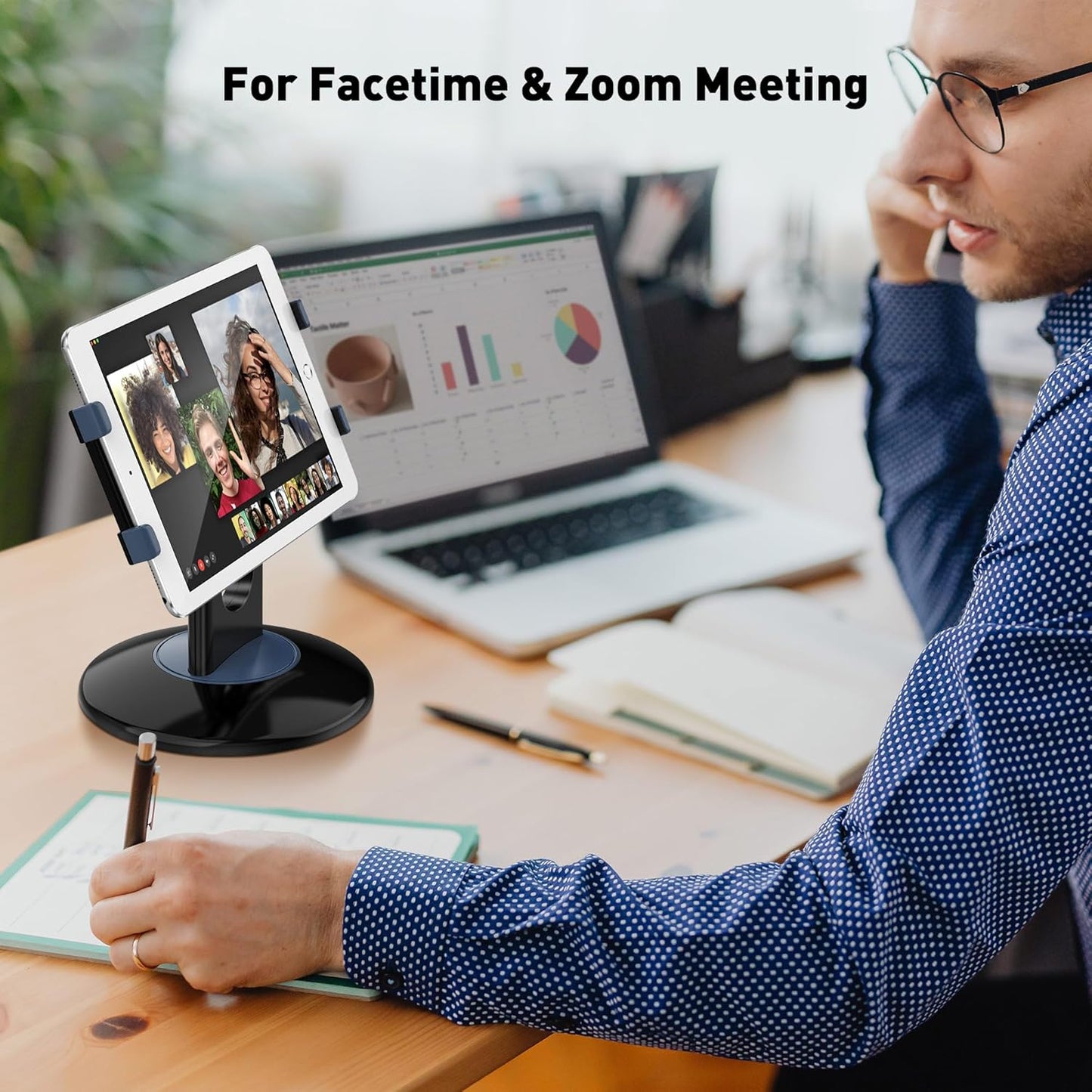 Retail Kiosk Ipad Stand, 360° Rotating Commercial POS Tablet Stand, Fits 6"-13" (Screens) Ipad Mini Pro-Business Swivel Tablet Holder, for Store Office Reception Kitchen Desktop (Black)