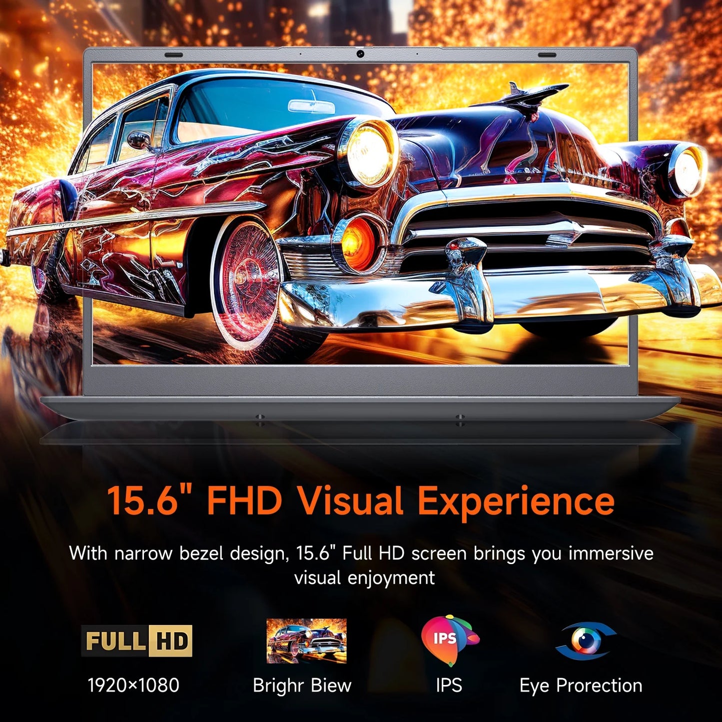 15.6" Windows 11 Laptop, Dual 8GB RAM, 256GB SSD, AMD 3020E Processor with 2 Cores up to 2.6Ghz, with Office 2024, 1920X1080 Display Wifi5 BT5.0 for Student, Home Office, Business