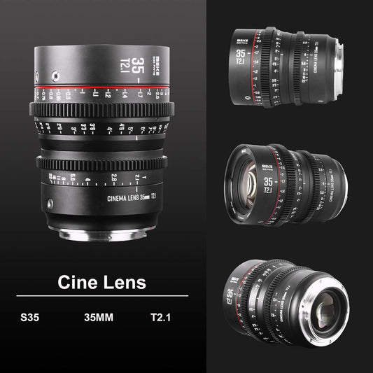 35Mm T2.1 S35 Manual Focus Wide Angle Prime Cinema Lens for Canon EF Mount and EOS C100, C200, C300 Mark III, Zcam E2-S6 6K