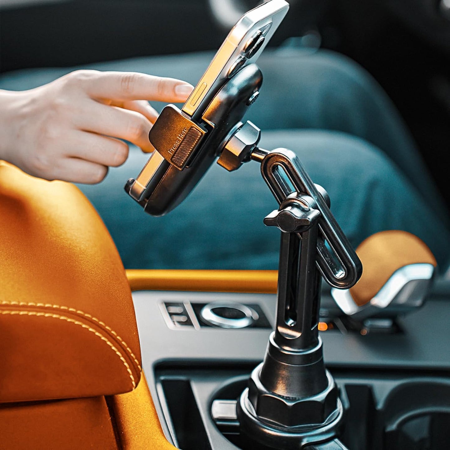 Upgraded Version Cup Phone Holder for Car 360° Adjustable Long Neck Car Phone Mount Cradle Friendly Golf Cart Phone Holder, Truck Jeep Accessories for Iphone Samsung Google and All 4-17'' Phone