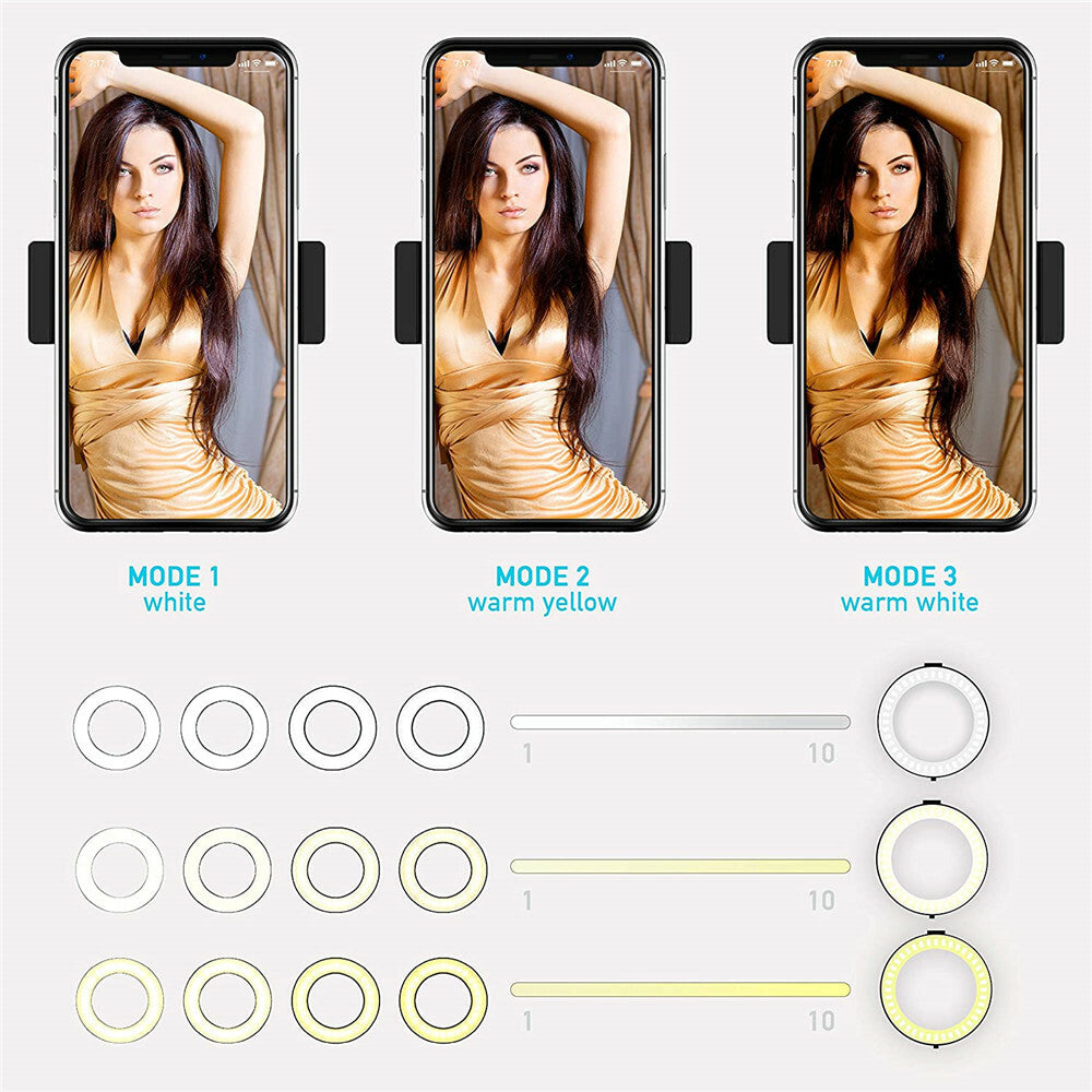 Selfie Ring Light with Cell Phone Holder Stand for Live Stream/Makeup LED Camera