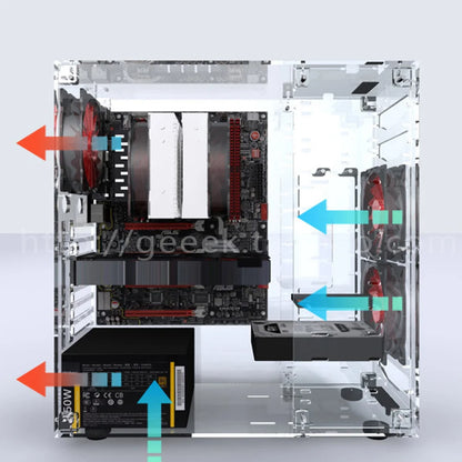 DIY Acrylic Computer Case Customized Full Transparent ATX Vertical Desktop Case Support MATX ITX Motherboard with USB3.0 Port