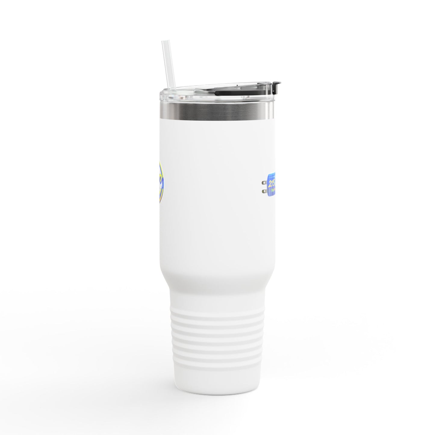40oz Insulated Travel Mug – 215 Connected Logo Handle Tumbler with Straw