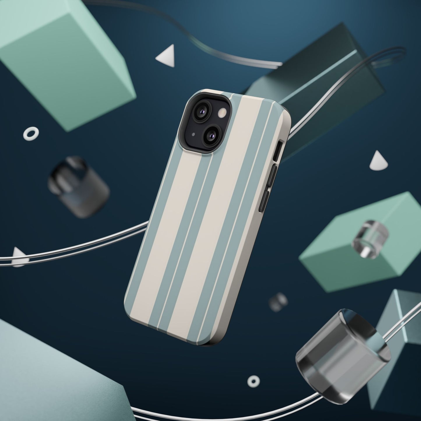 Wireless-Charging Compatible Case – Coastal Stripe
