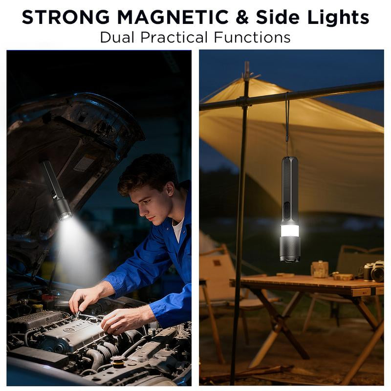 FUDUOO Flashlight LED, 2000LM, Rechargeable, Zoomable, LED Digital Display, Magnetic and Output Port, 7 Lighting Modes, Ultra-Powerful LED Flashlight for Camping/Hiking/Emergency