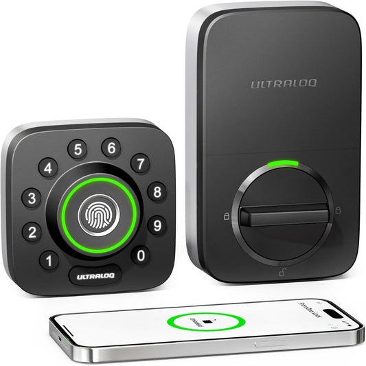 Smart Lock U-Bolt Pro, 7-In-1 Fingerprint Keyless Entry Door Lock with App Control, Anti-Peep Keypad, Auto Lock, Smart Deadbolt Front Door, IP65 Waterproof, Easy Installation, 1 Year Battery
