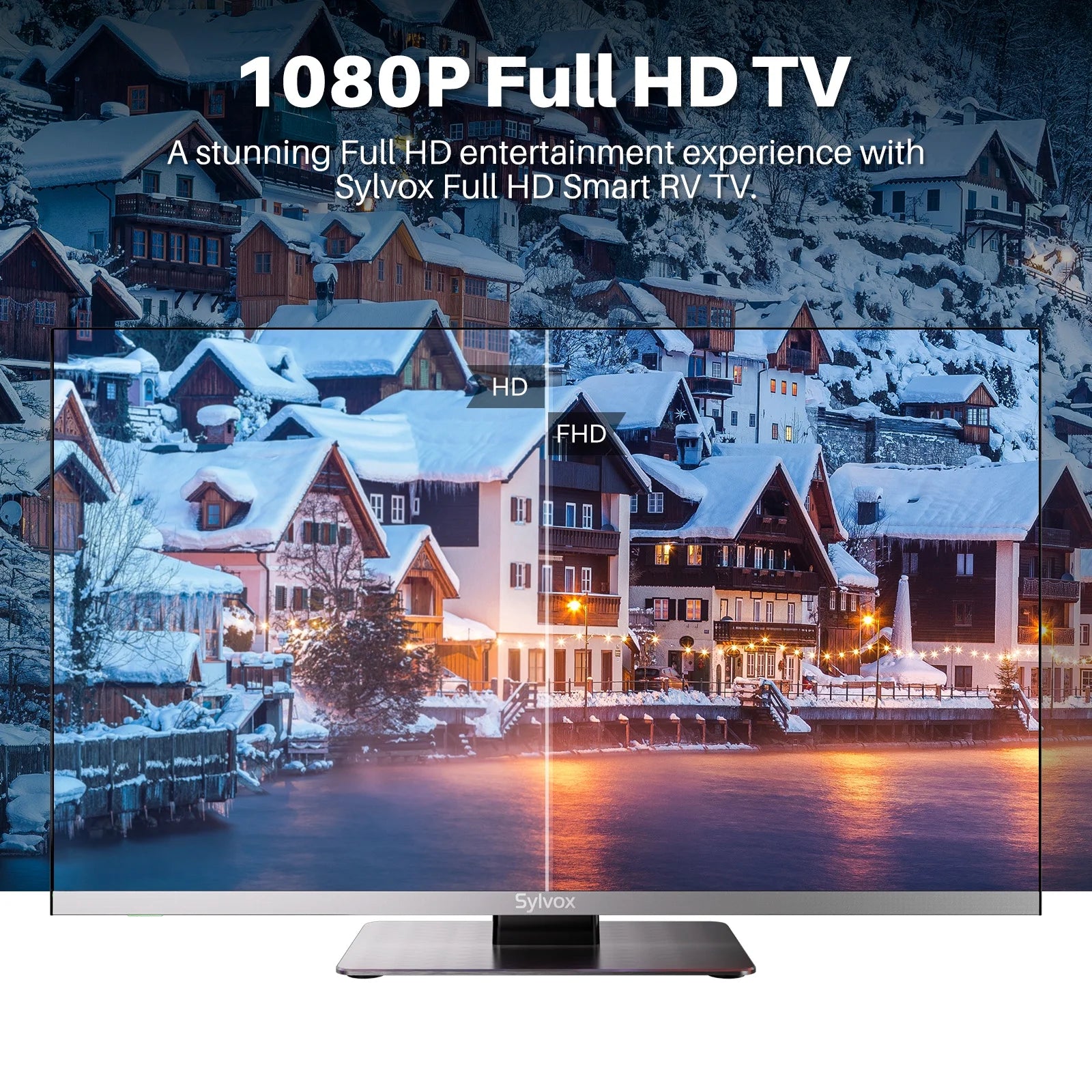 Smart RV TV, 24 Inch Android TV with Built-In DVD Player, 12 Volt TV for RV Camper, 1080P FHD, APP Store, Wifi Bluetooth, 2 HDMI & 2 USB, AC/DC Powered (Limo Series)