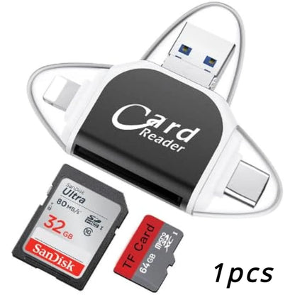 Multi-Port 4 In1 Universal SD TF Card Reader,4-In-1 Type C Camera Adapter Compatible with Iphone, Macbook Pro More USB C Devices