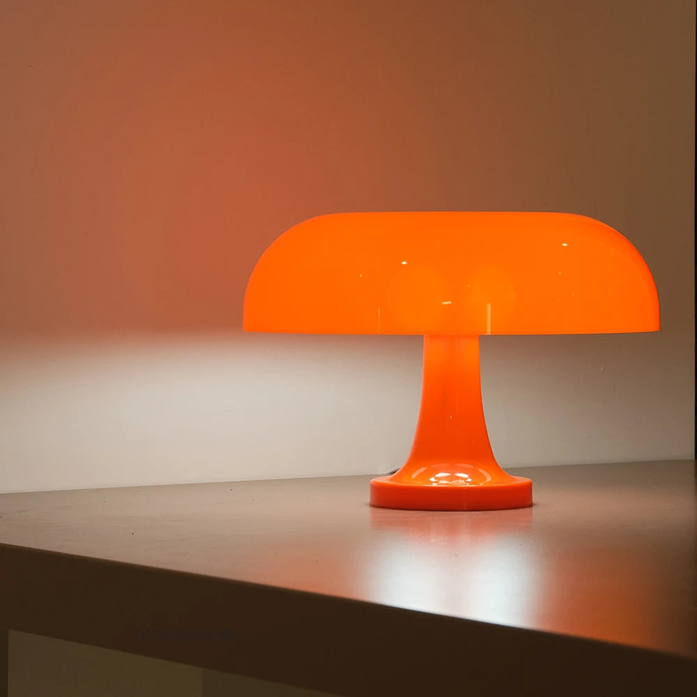 Bauhaus Mushroom Table Lamp: Orange Accent Light