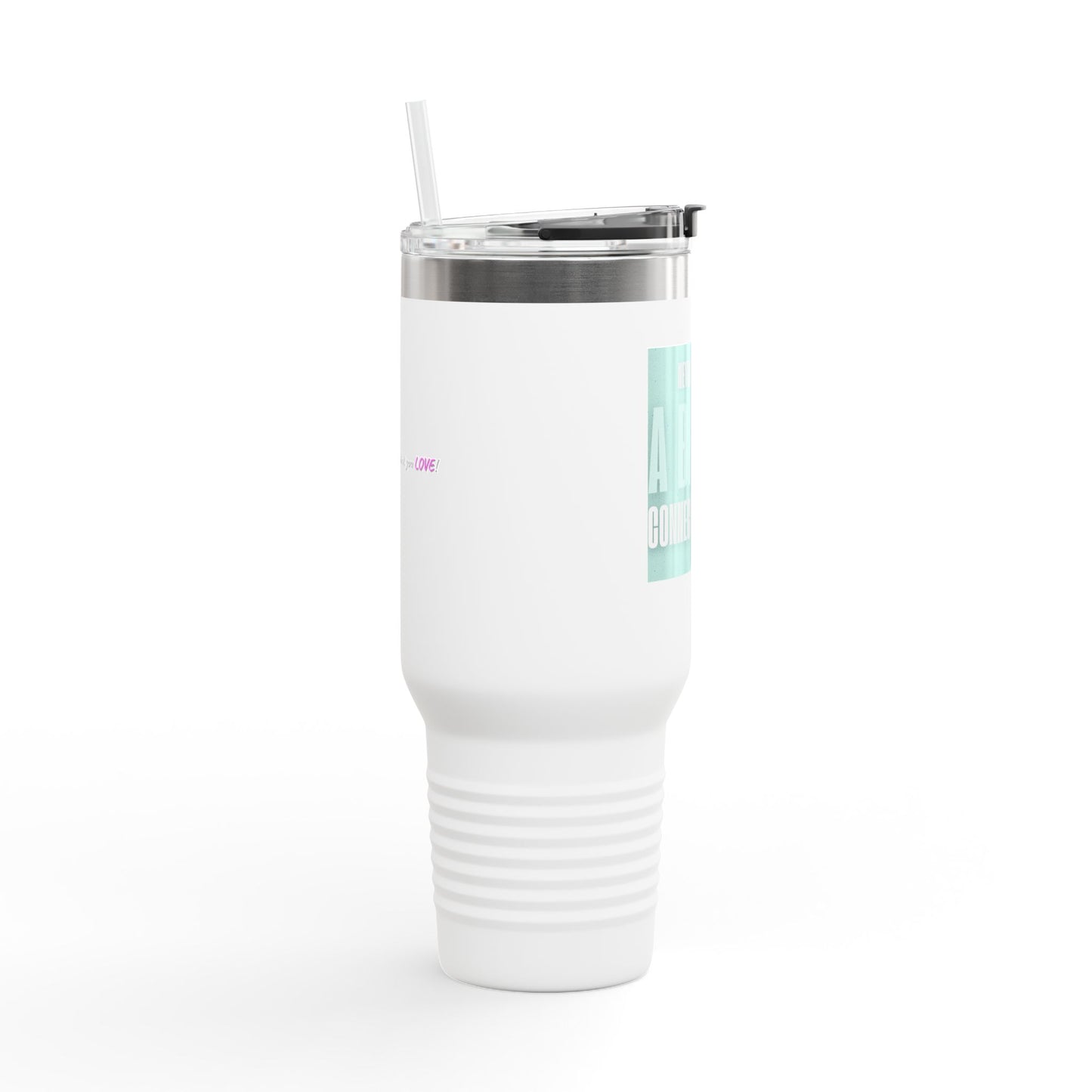 Never a Bad Connection – Mint Ice Cream 40oz Insulated Travel Mug with Handle and Straw