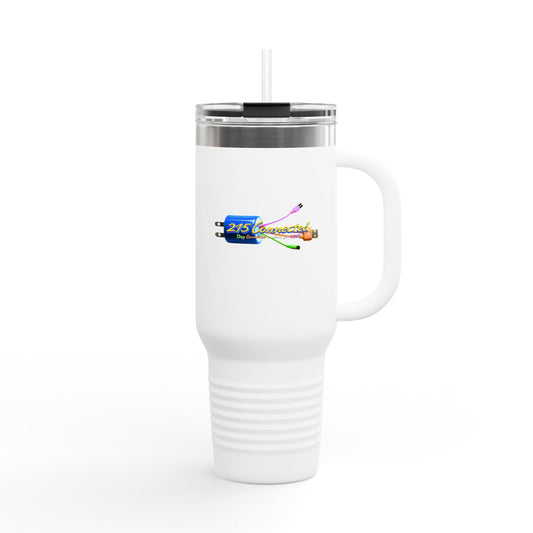 40oz Insulated Travel Mug – 215 Connected Logo Handle Tumbler with Straw