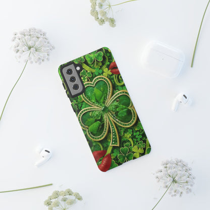 Tough Phone Case – Dual-Layer Protection with Shamrock Print
