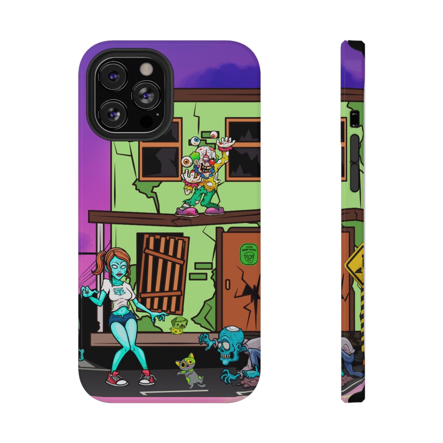 Zombie Arcade Phone Case — Colorful Cartoon Horror Impact-Resistant iPhone Cover