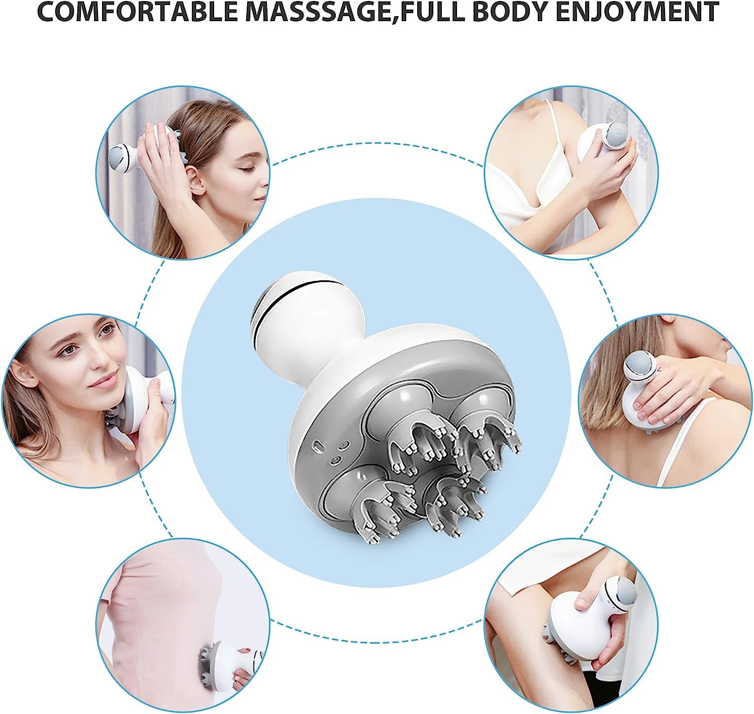 Electric Cordless Hair Scalp Massager with Kneading 84 Massage Nodes, Handheld Portable Head Scratcher Massager for Hair Growth, Deep Clean and Stress Relax, Gifts for Men Dad