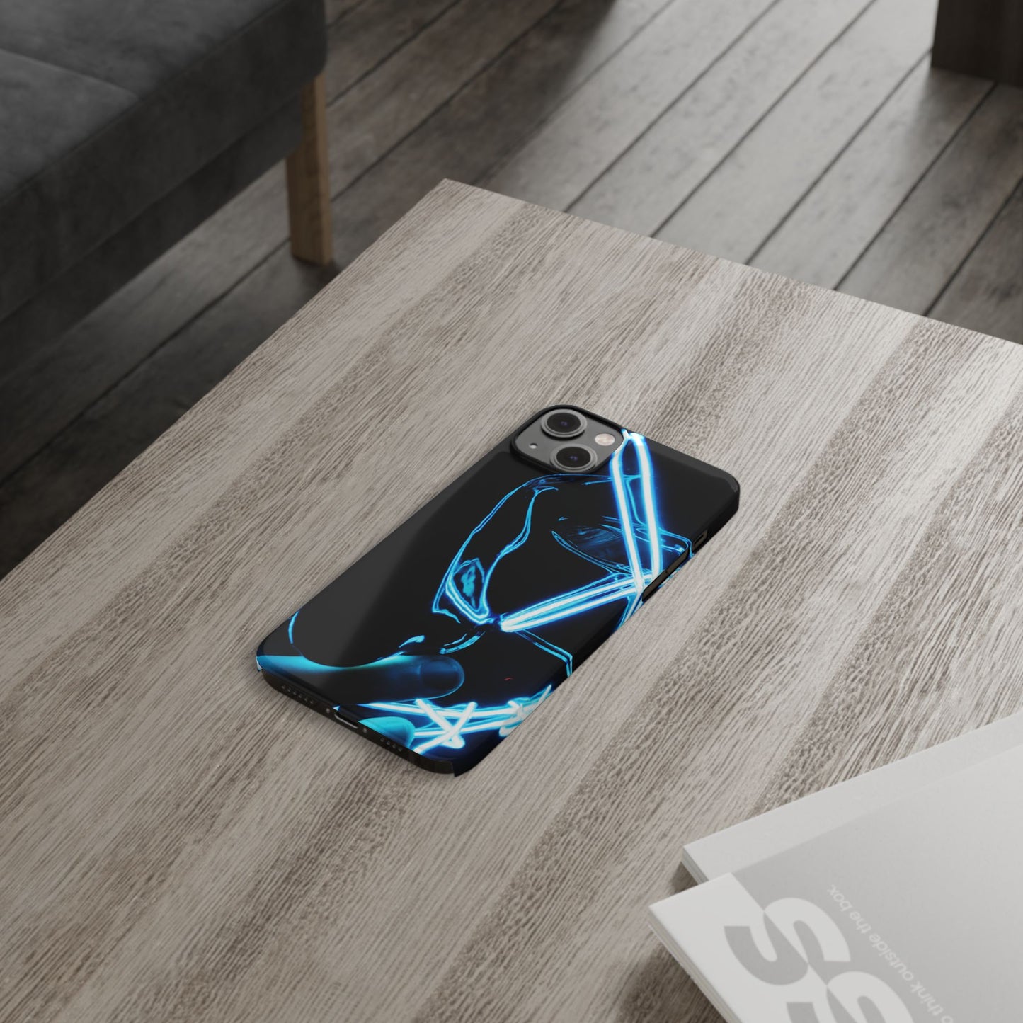 Neon Boba Slim Phone Case – Blue LED Tea Art