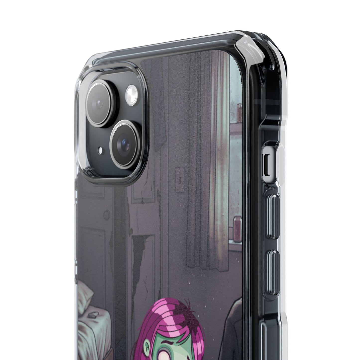 Zombie Girl Clear Magnetic Phone Case — Cute Spooky Cartoon iPhone Cover