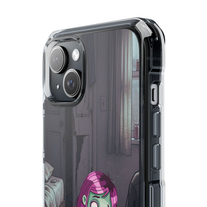 Zombie Girl Clear Magnetic Phone Case — Cute Spooky Cartoon iPhone Cover