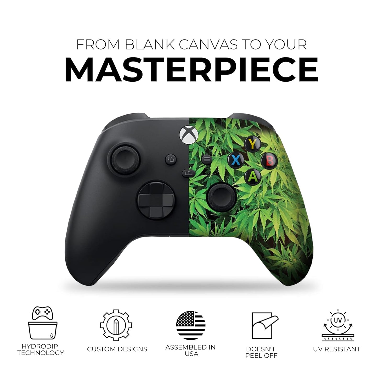 Weed Plants Custom X-Box Controller Wireless Compatible with X-Box One/Series X/S Proudly Customized in USA with Permanent HYDRO-DIP Printing(Not JUST a SKIN) (MODDED)
