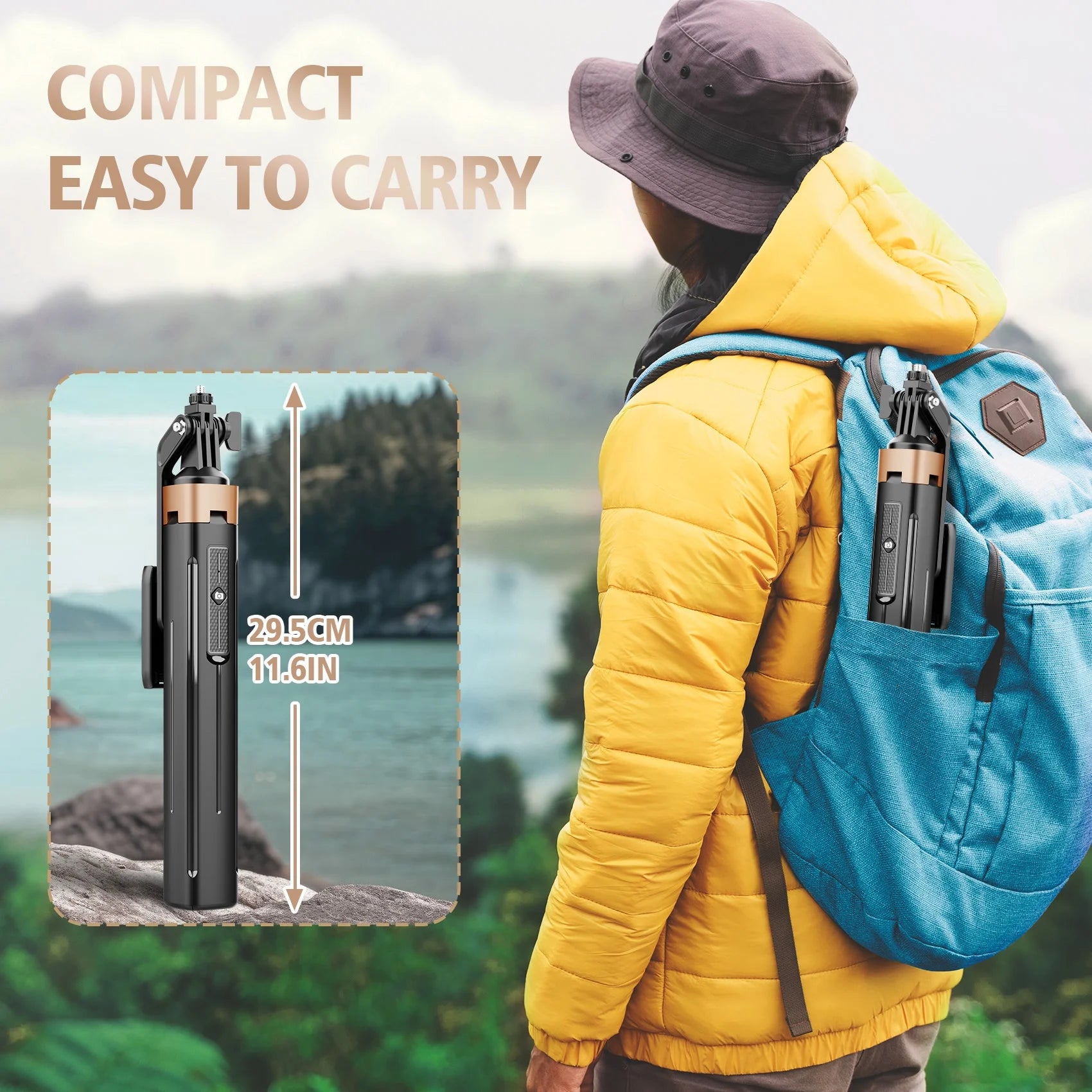 Selfie Stick Phone Tripod - 71 Inch Tall Cell Phone Holder with Remote, Phone Stand with 1/4 Inch Screw Mount for Recording, Compatible with Iphone, Android Phone, Camera & Gopro