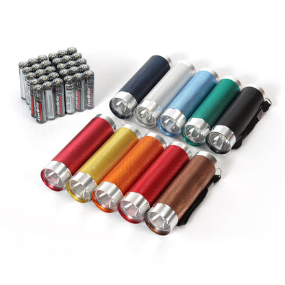LED Flashlights 10-Pack 50 Lumens Multicolor Compact Set for Camping