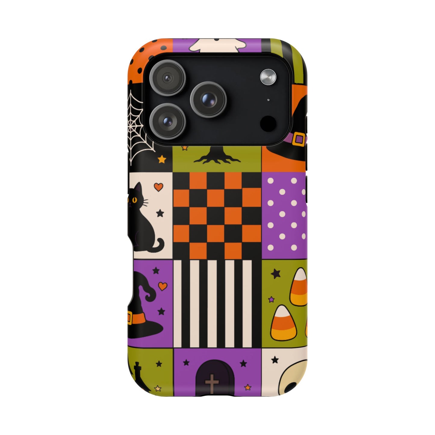 Wireless-Charging Compatible Case – Spooky Patchwork