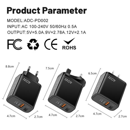 USB Wall Charger – 40W Fast Charging